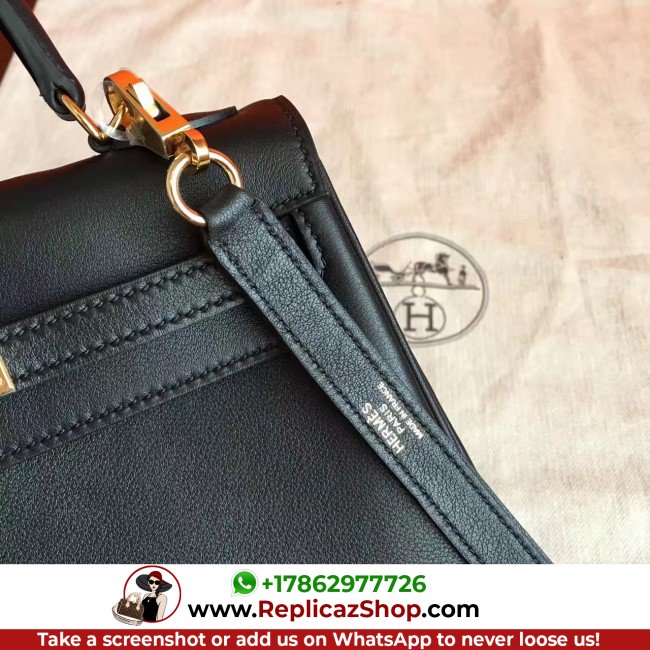 Hermes Black Swift Kelly 25cm Retourne Lushentic AAAAA Grade Replica - Image 4