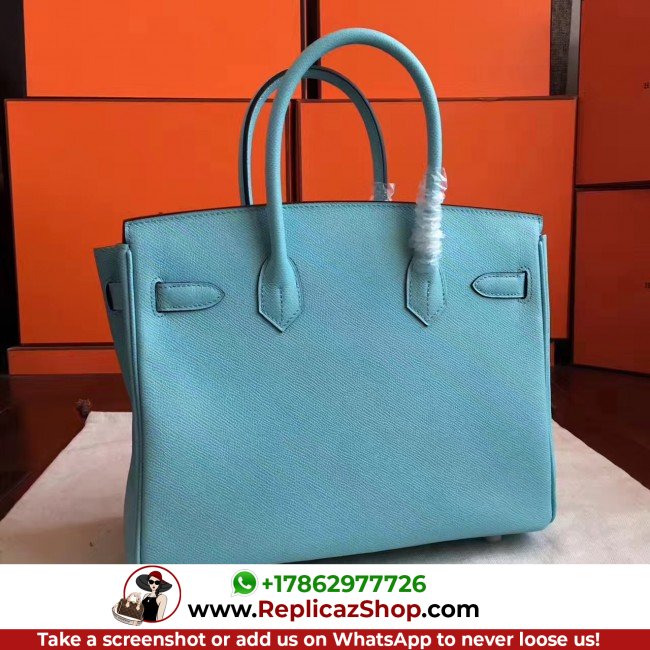 Hermes Blue Atoll Epsom Birkin 30cm Lushentic AAAAA Grade Replica - Image 9