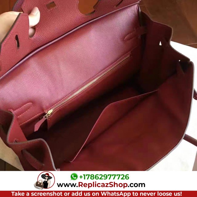 Hermes Bordeaux Clemence Birkin 35cm Lushentic AAAAA Grade Replica - Image 3