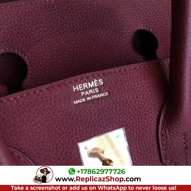 Hermes Bordeaux Clemence Birkin 35cm Lushentic AAAAA Grade Replica - Image 4