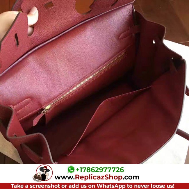 Hermes Bordeaux Clemence Birkin 35cm Lushentic AAAAA Grade Replica - Image 5