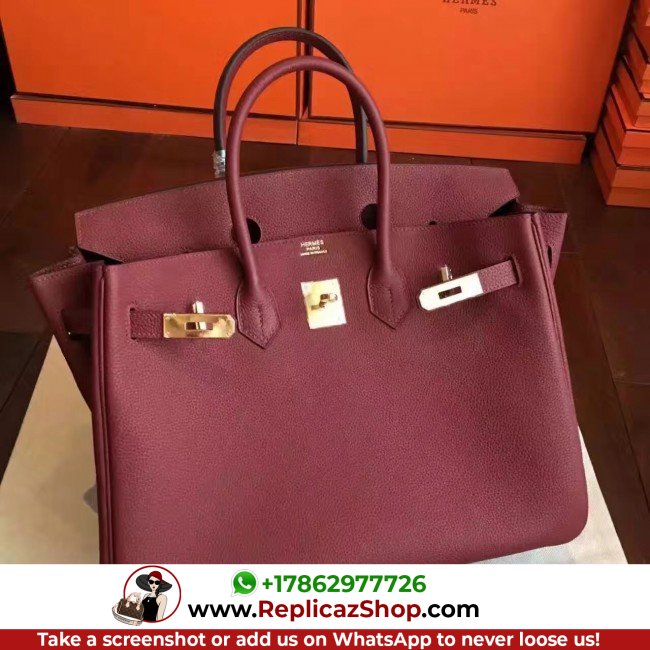 Hermes Bordeaux Clemence Birkin 35cm Lushentic AAAAA Grade Replica - Image 7
