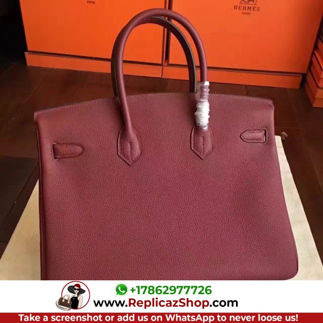 Hermes Bordeaux Clemence Birkin 35cm Lushentic AAAAA Grade Replica - Image 8