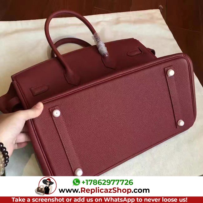 Hermes Bordeaux Clemence Birkin 35cm Lushentic AAAAA Grade Replica - Image 9