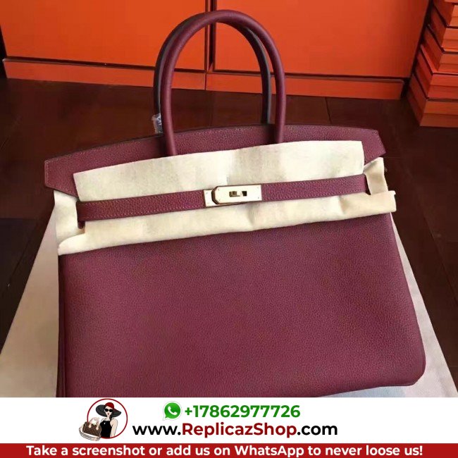 Hermes Bordeaux Clemence Birkin 35cm Lushentic AAAAA Grade Replica