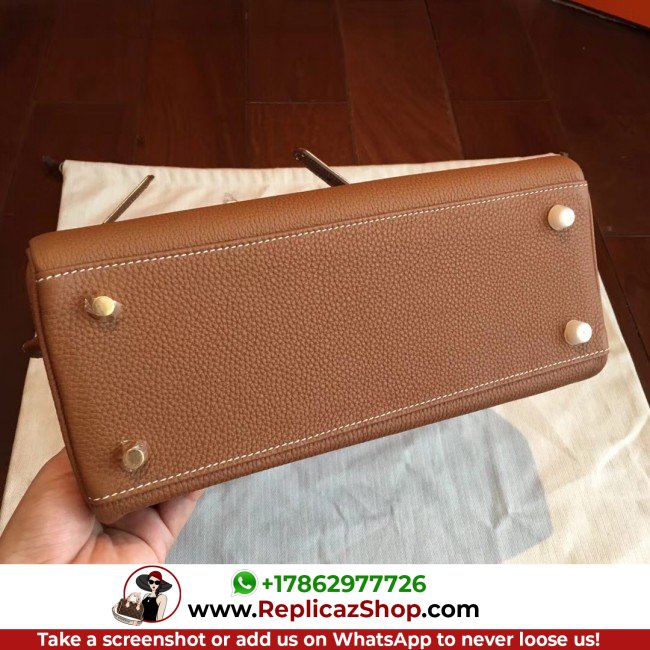 Hermes Gold Clemence Kelly Retourne 28cm Lushentic AAAAA Grade Replica - Image 9