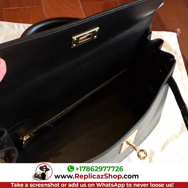Hermes Black Box Kelly Retourne 32cm Lushentic AAAAA Grade Replica - Image 7