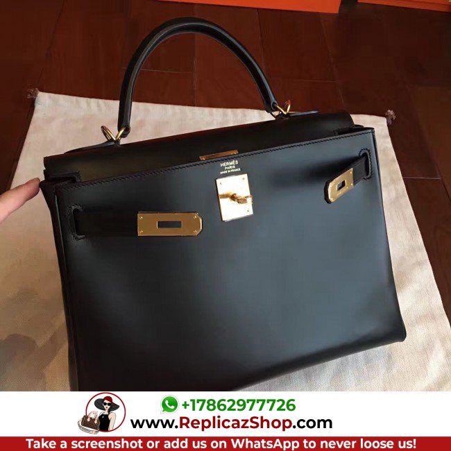 Hermes Black Box Kelly Retourne 32cm Lushentic AAAAA Grade Replica - Image 10