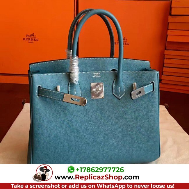 Hermes Blue Jean Epsom Birkin 30cm Lushentic AAAAA Grade Replica - Image 7