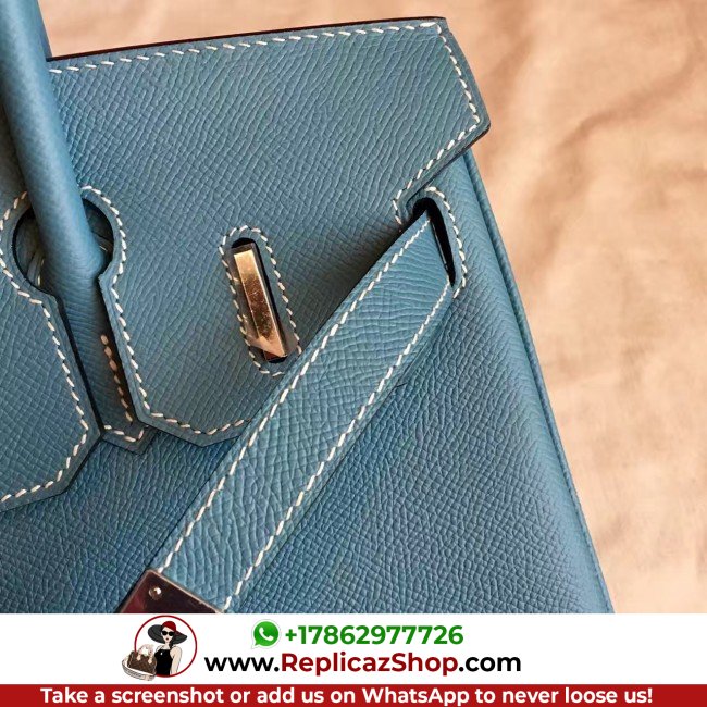 Hermes Blue Jean Epsom Birkin 30cm Lushentic AAAAA Grade Replica - Image 9