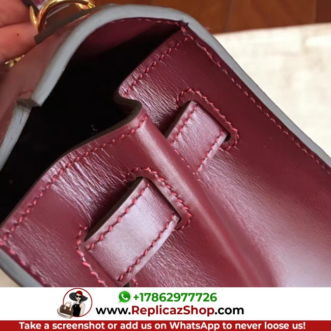 Hermes Bordeaux Box Kelly Retourne 28cm Lushentic AAAAA Grade Replica - Image 4