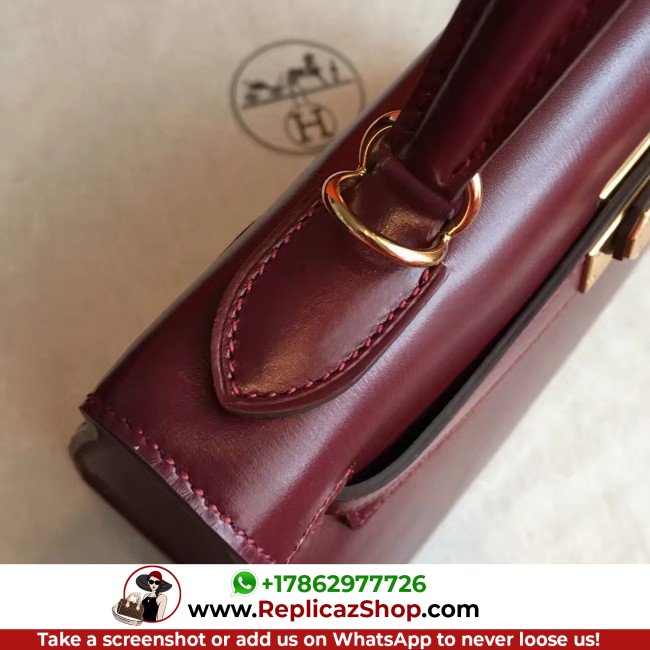 Hermes Bordeaux Box Kelly Retourne 28cm Lushentic AAAAA Grade Replica - Image 8