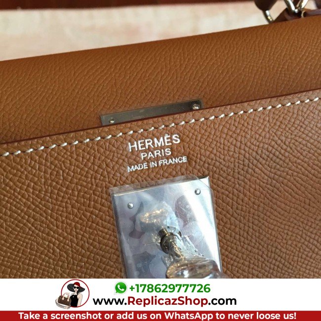 Hermes Brown Epsom Kelly 32cm Sellier Lushentic AAAAA Grade Replica - Image 9