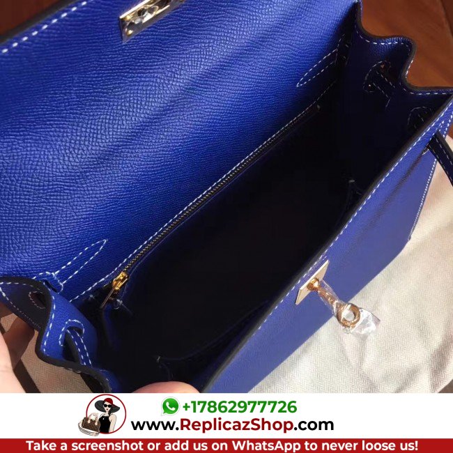 Hermes Electric Blue Epsom Kelly 25cm Sellier Lushentic AAAAA Grade Replica - Image 3