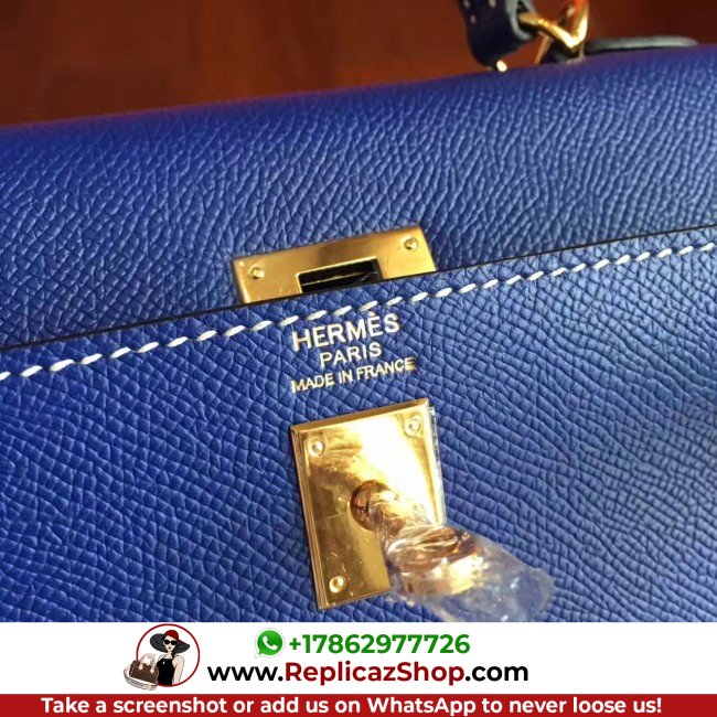 Hermes Electric Blue Epsom Kelly 25cm Sellier Lushentic AAAAA Grade Replica - Image 4