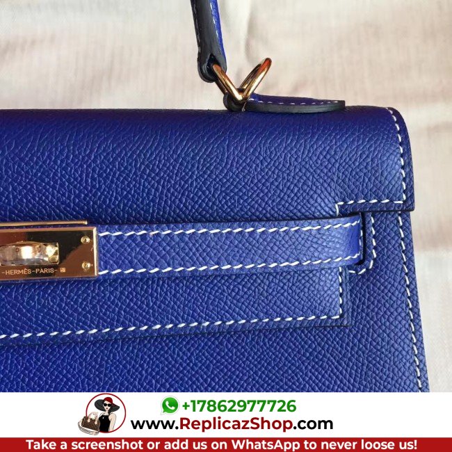 Hermes Electric Blue Epsom Kelly 25cm Sellier Lushentic AAAAA Grade Replica - Image 7