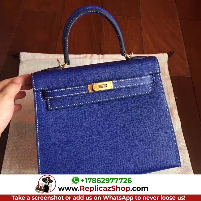 Hermes Electric Blue Epsom Kelly 25cm Sellier Lushentic AAAAA Grade Replica