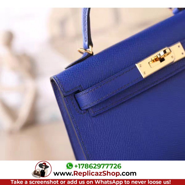 Hermes Electric Blue Epsom Kelly Mini II 20cm Lushentic AAAAA Grade Replica - Image 4