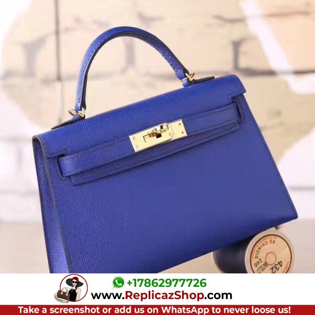 Hermes Electric Blue Epsom Kelly Mini II 20cm Lushentic AAAAA Grade Replica