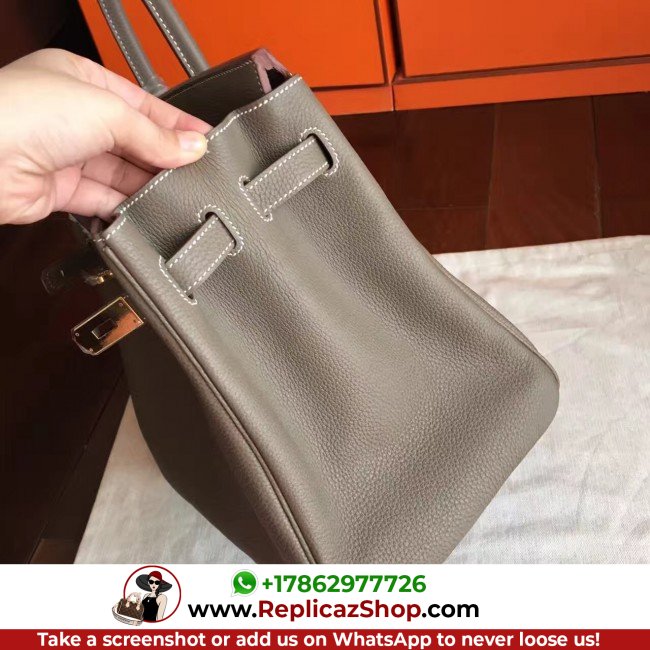 Hermes Etoupe Clemence Birkin 40cm Lushentic AAAAA Grade Replica - Image 4
