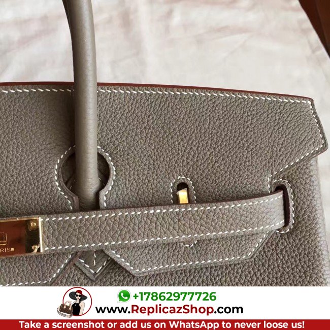Hermes Etoupe Clemence Birkin 40cm Lushentic AAAAA Grade Replica - Image 6