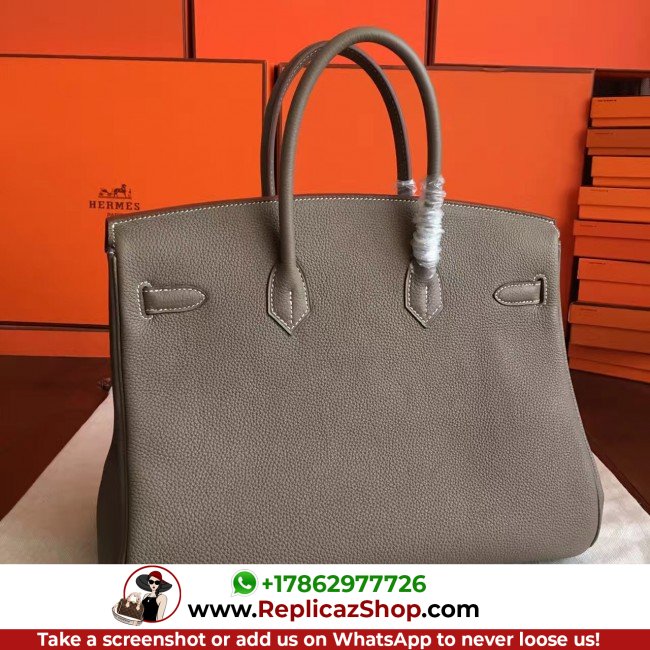Hermes Etoupe Clemence Birkin 40cm Lushentic AAAAA Grade Replica - Image 7