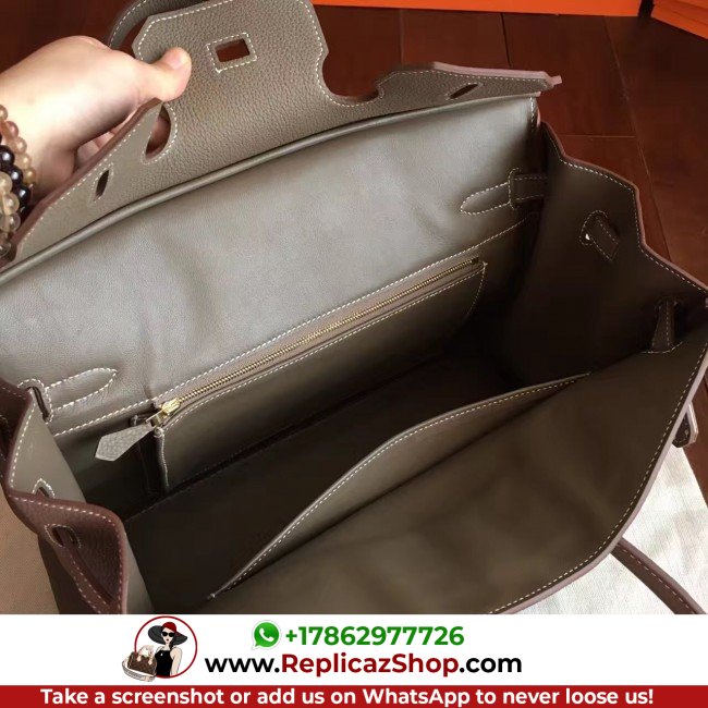 Hermes Etoupe Clemence Birkin 40cm Lushentic AAAAA Grade Replica - Image 8