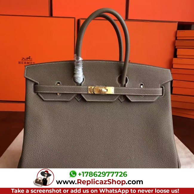 Hermes Etoupe Clemence Birkin 40cm Lushentic AAAAA Grade Replica