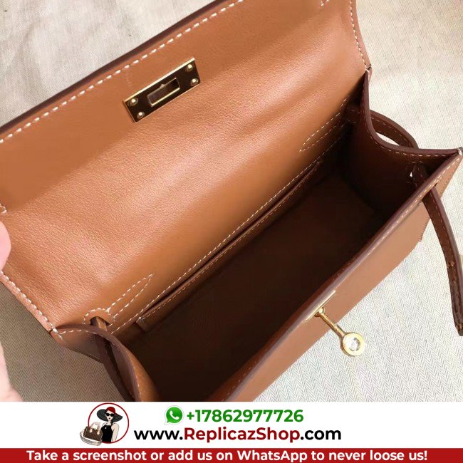 Hermes Gold Swift Kelly Mini II 20cm Lushentic AAAAA Grade Replica - Image 4