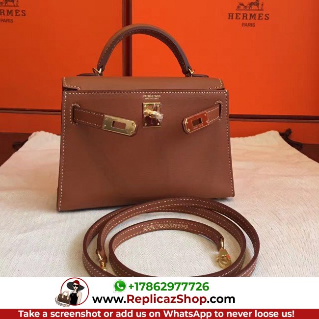 Hermes Gold Swift Kelly Mini II 20cm Lushentic AAAAA Grade Replica - Image 8
