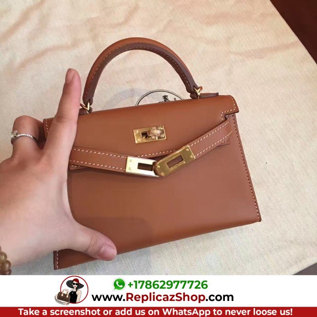 Hermes Gold Swift Kelly Mini II 20cm Lushentic AAAAA Grade Replica - Image 9