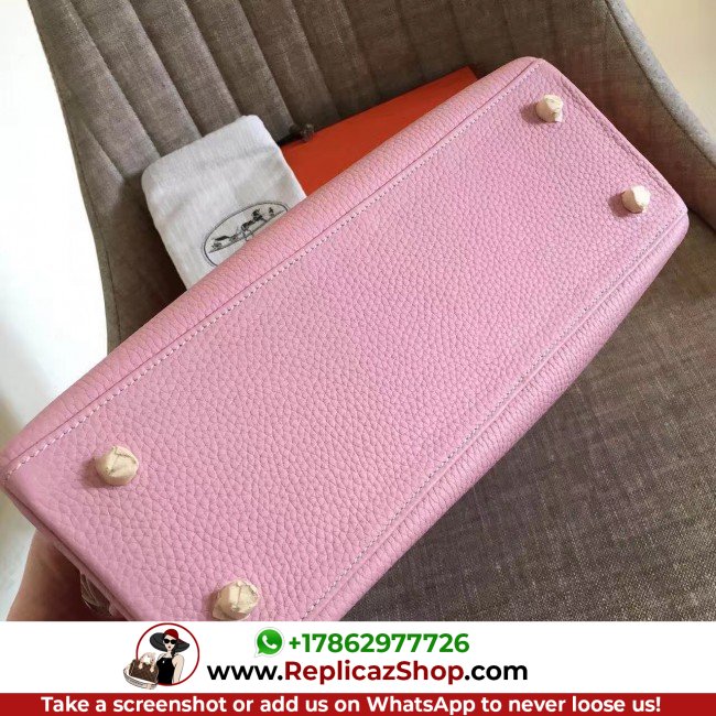 Hermes Pink Clemence Kelly Retourne 28cm Lushentic AAAAA Grade Replica - Image 4
