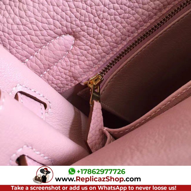 Hermes Pink Clemence Kelly Retourne 28cm Lushentic AAAAA Grade Replica - Image 6