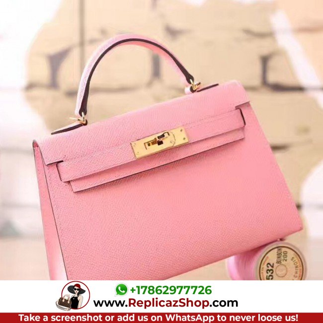 Hermes Pink Epsom Kelly Mini II 20cm Lushentic AAAAA Grade Replica