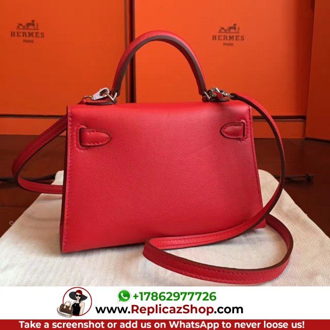 Hermes Red Swift Kelly Mini II 20cm Lushentic AAAAA Grade Replica - Image 4
