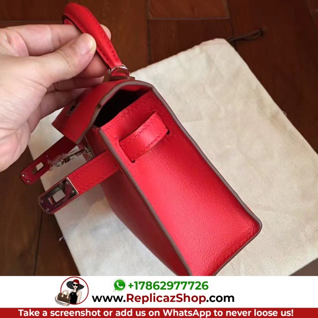 Hermes Red Swift Kelly Mini II 20cm Lushentic AAAAA Grade Replica - Image 5
