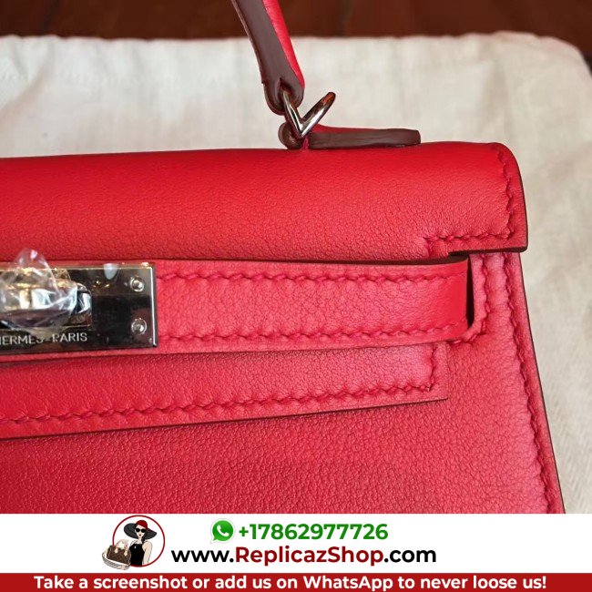 Hermes Red Swift Kelly Mini II 20cm Lushentic AAAAA Grade Replica - Image 8