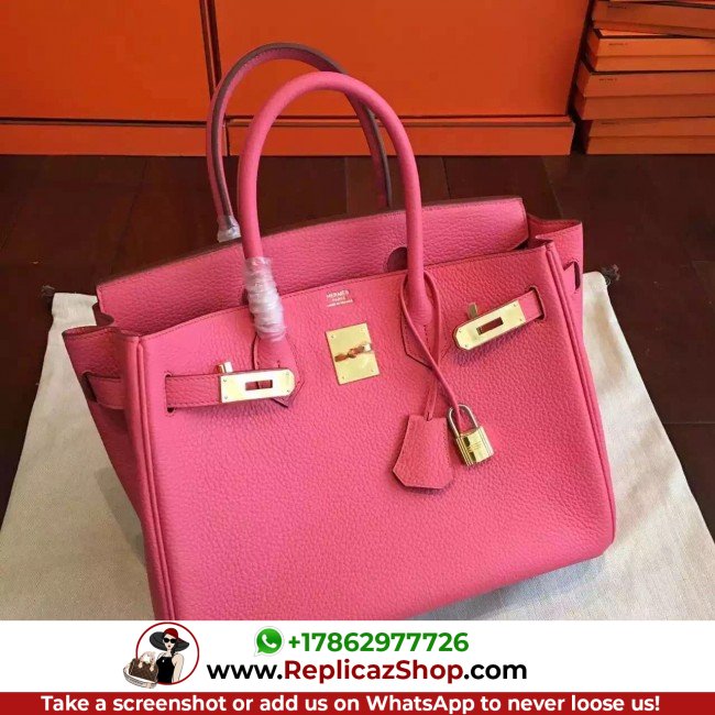 Hermes Rose Lipstick Clemence Birkin 25cm Lushentic Grade Replica - Image 6