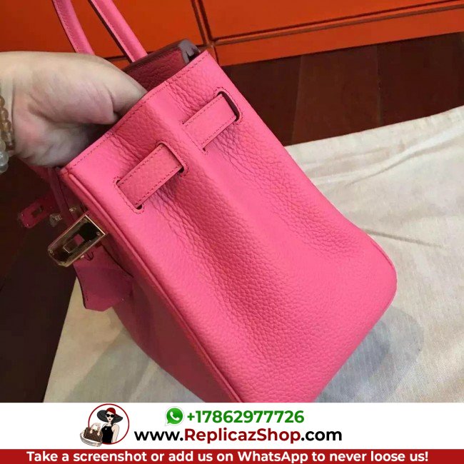 Hermes Rose Lipstick Clemence Birkin 25cm Lushentic Grade Replica - Image 7