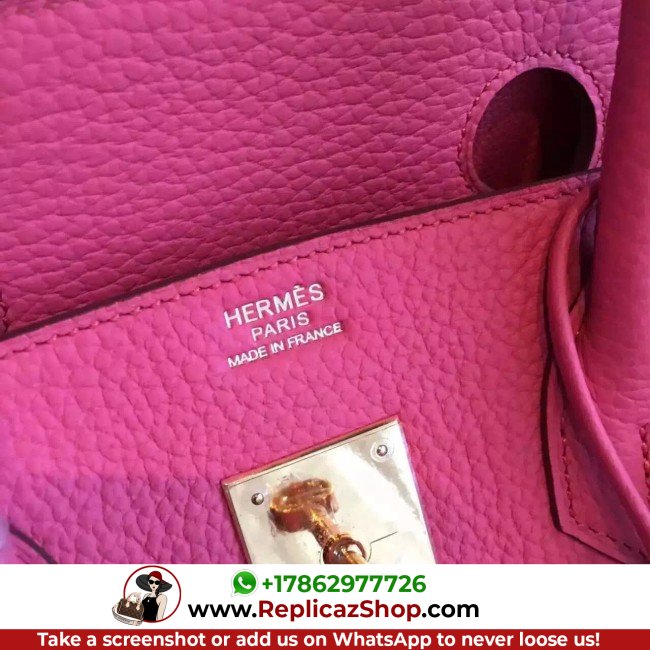 Hermes Rose Lipstick Clemence Birkin 25cm Lushentic Grade Replica - Image 8