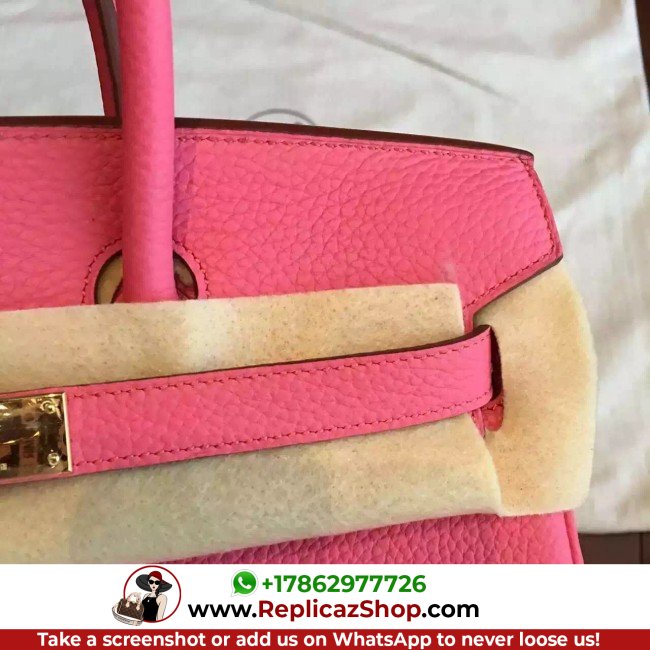 Hermes Rose Lipstick Clemence Birkin 25cm Lushentic Grade Replica - Image 9