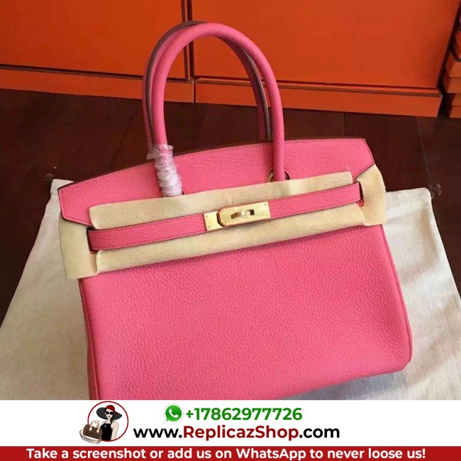 Hermes Rose Lipstick Clemence Birkin 25cm Lushentic Grade Replica - Image 3