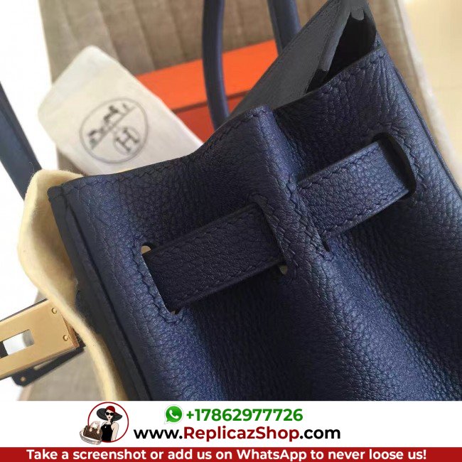 Hermes Sapphire Clemence Birkin 30cm Lushentic AAAAA Grade Replica - Image 5