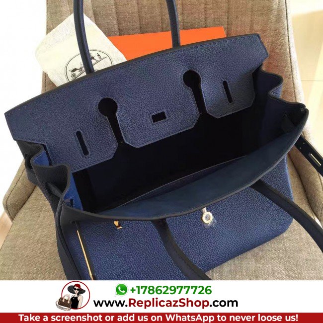 Hermes Sapphire Clemence Birkin 30cm Lushentic AAAAA Grade Replica - Image 8