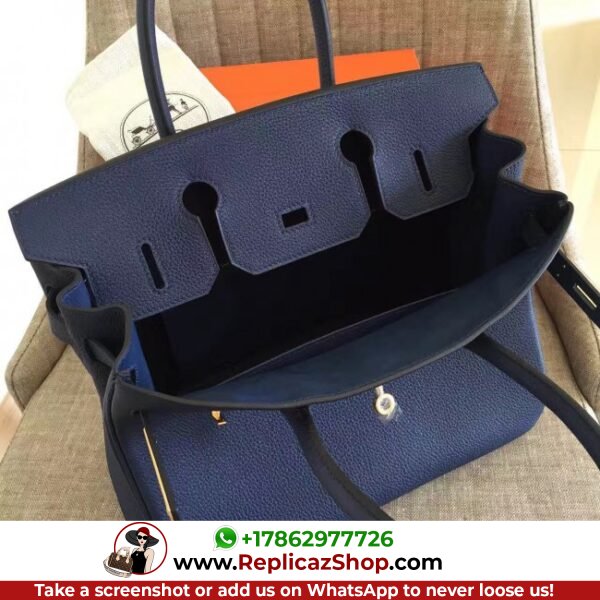 Hermes Sapphire Clemence Birkin 35cm Lushentic AAAAA Grade Replica - Image 3
