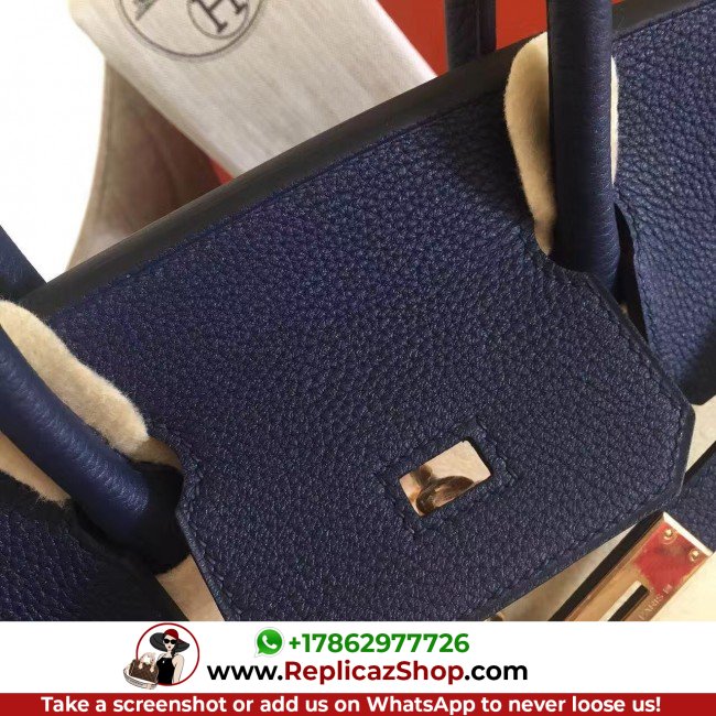 Hermes Sapphire Clemence Birkin 35cm Lushentic AAAAA Grade Replica - Image 4
