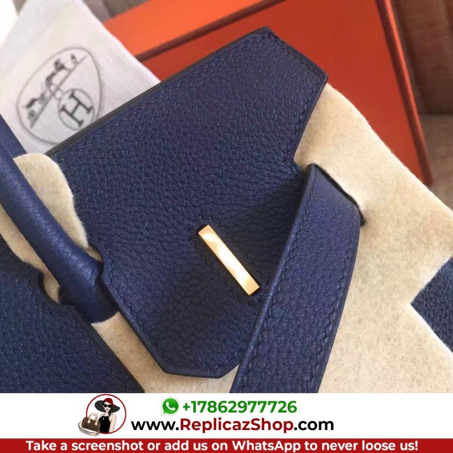 Hermes Sapphire Clemence Birkin 35cm Lushentic AAAAA Grade Replica - Image 8