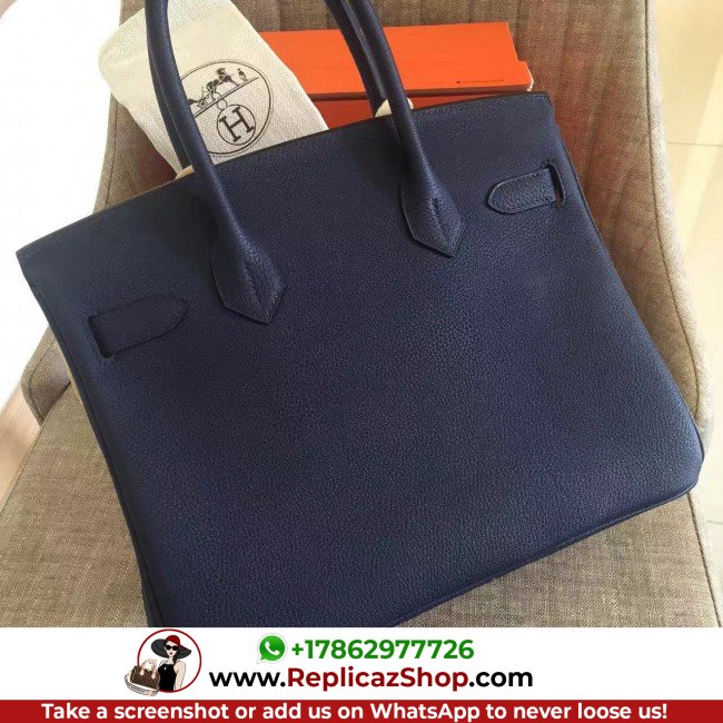 Hermes Sapphire Clemence Birkin 35cm Lushentic AAAAA Grade Replica - Image 9
