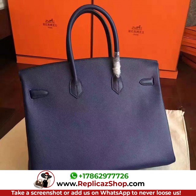 Hermes Sapphire Epsom Birkin 30cm Lushentic AAAAA Grade Replica - Image 3