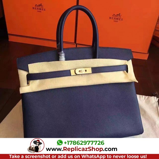 Hermes Sapphire Epsom Birkin 30cm Lushentic AAAAA Grade Replica - Image 9